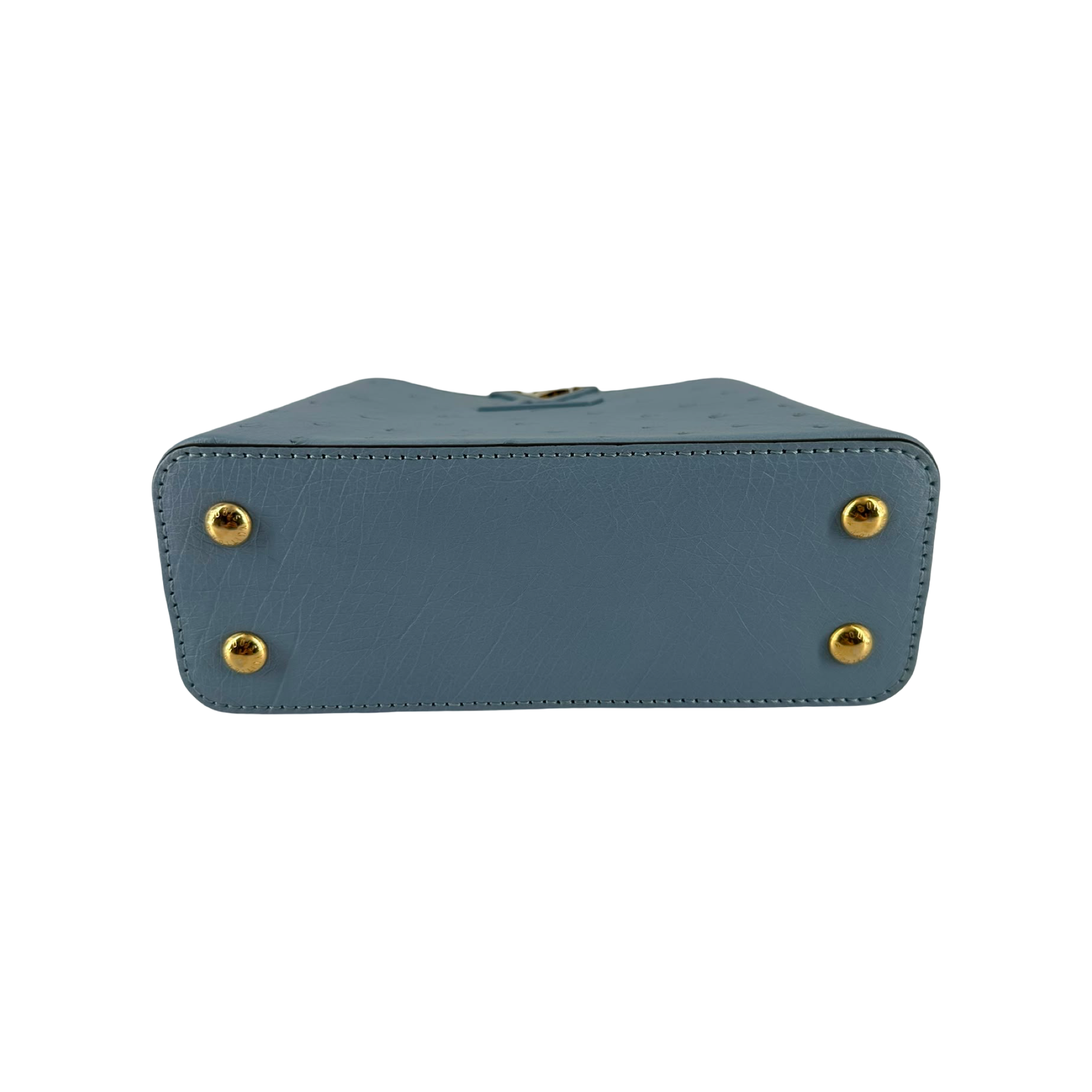 LOUIS VUITTON OSTRICH CAPUCINES MINI, BLUE DENIM