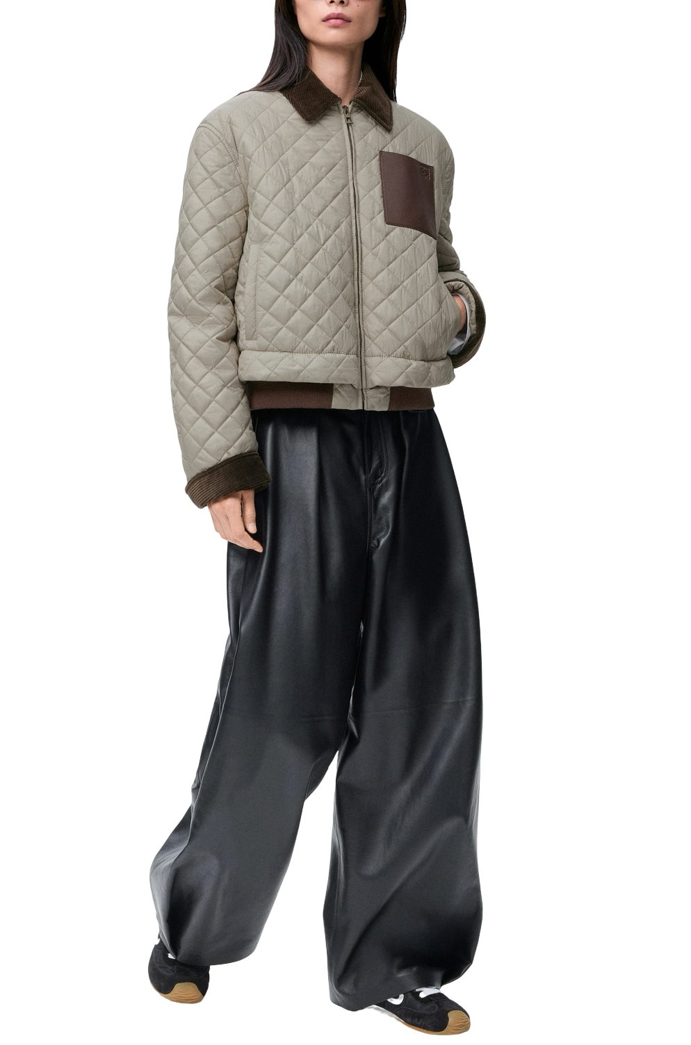 Loewe Anagram leather-trimmed quilted jacket