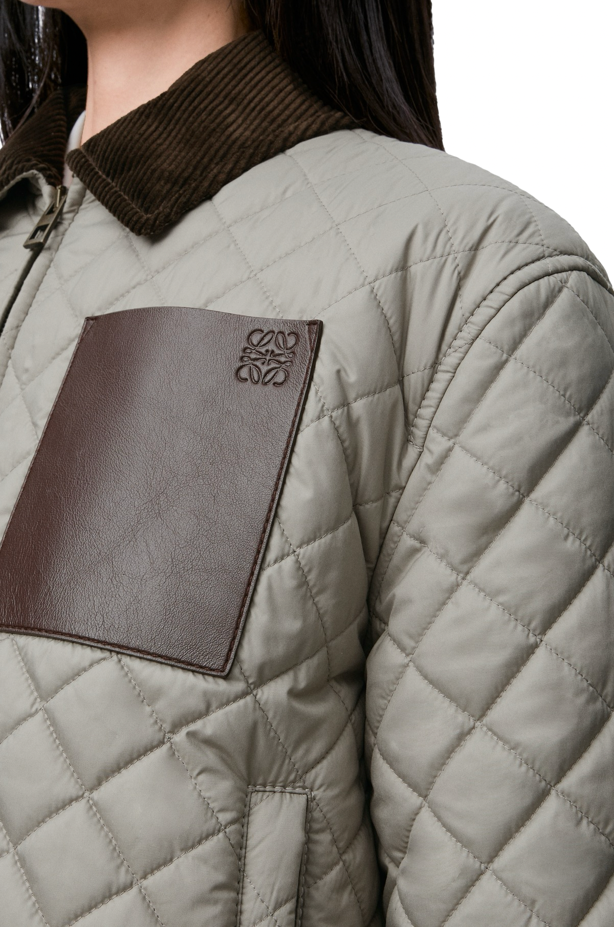 Loewe Anagram leather-trimmed quilted jacket