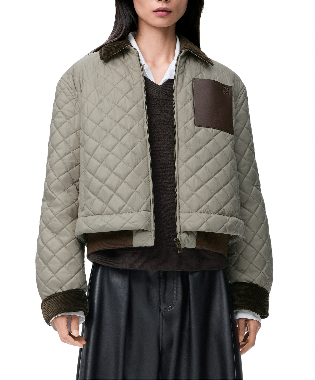 Loewe Anagram leather-trimmed quilted jacket